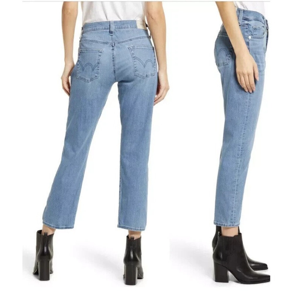 EDWIN JAMIE BOYFRIEND CROP JEANS Women's Size 33 (Actual 36) AZURE LIGHT WASH